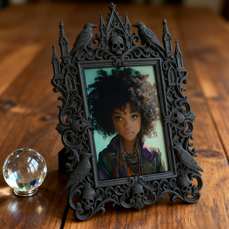 Edgy Gothic Dark-style Photo Frame | Gothic Pet Accessory Handmade Shop Decor, Photo Ornament, Wall-mountable & Tabletop, Cute Frame
