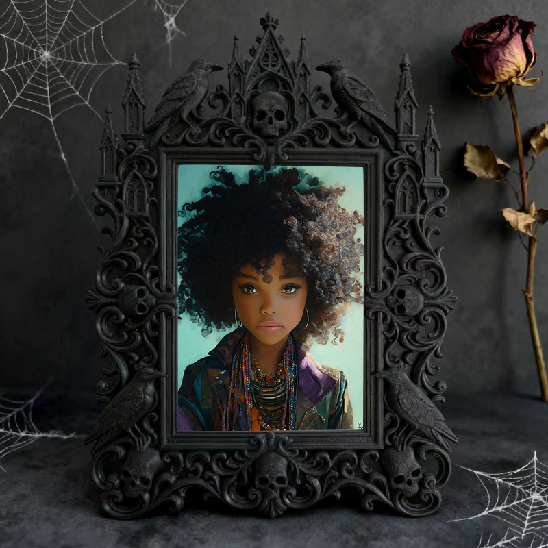 Edgy Gothic Dark-style Photo Frame | Gothic Pet Accessory Handmade Shop Decor, Photo Ornament, Wall-mountable & Tabletop, Cute Frame