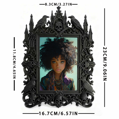 Edgy Gothic Dark-style Photo Frame | Gothic Pet Accessory Handmade Shop Decor, Photo Ornament, Wall-mountable & Tabletop, Cute Frame