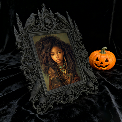 Stylish Gothic Dark-style Photo Frame | Haunted House Costume Storage Room Decor, Photo Ornament, Wall/Table Dual-use, Durable Frame