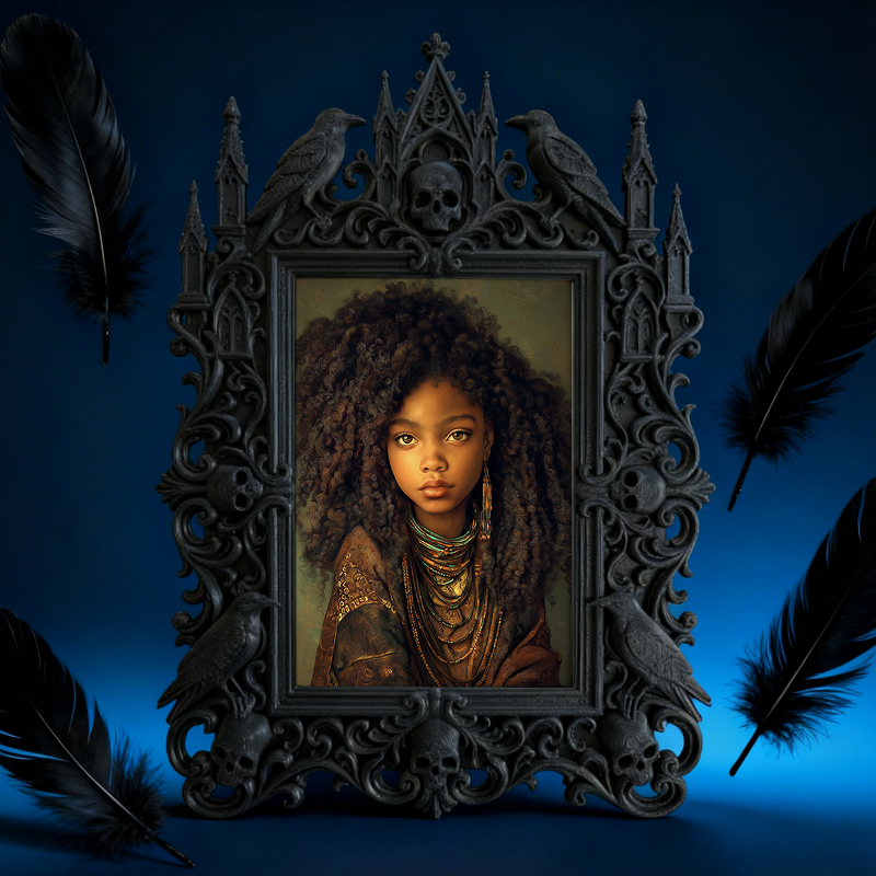 Stylish Gothic Dark-style Photo Frame | Haunted House Costume Storage Room Decor, Photo Ornament, Wall/Table Dual-use, Durable Frame