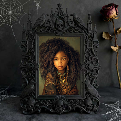 Stylish Gothic Dark-style Photo Frame | Haunted House Costume Storage Room Decor, Photo Ornament, Wall/Table Dual-use, Durable Frame