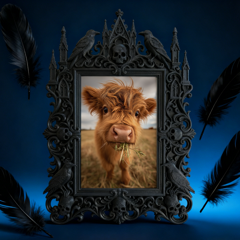 Rare Gothic Dark-style Photo Frame | Dark Fantasy Leather Book Binding Shop Decor, Photo Ornament, Wall-mountable & Tabletop, Vintage Frame