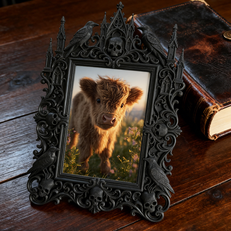 Bold Gothic Dark-style Photo Frame | Gothic Candle Wick Making Studio Decor, Photo Ornament, Dual-use Display, Simple Frame