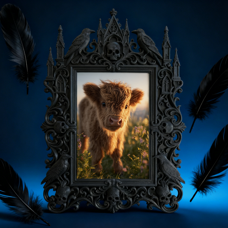 Bold Gothic Dark-style Photo Frame | Gothic Candle Wick Making Studio Decor, Photo Ornament, Dual-use Display, Simple Frame