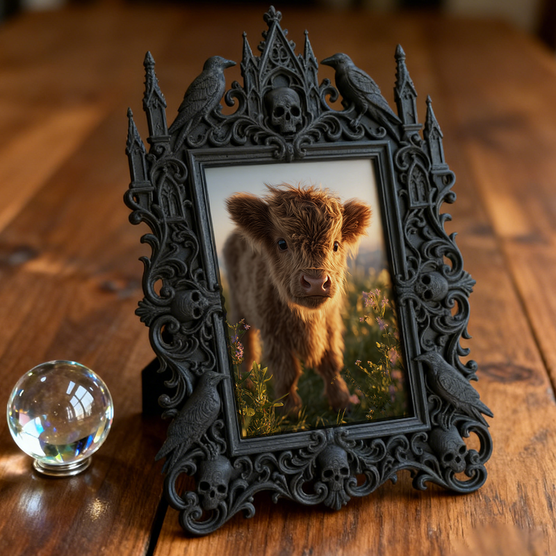 Bold Gothic Dark-style Photo Frame | Gothic Candle Wick Making Studio Decor, Photo Ornament, Dual-use Display, Simple Frame