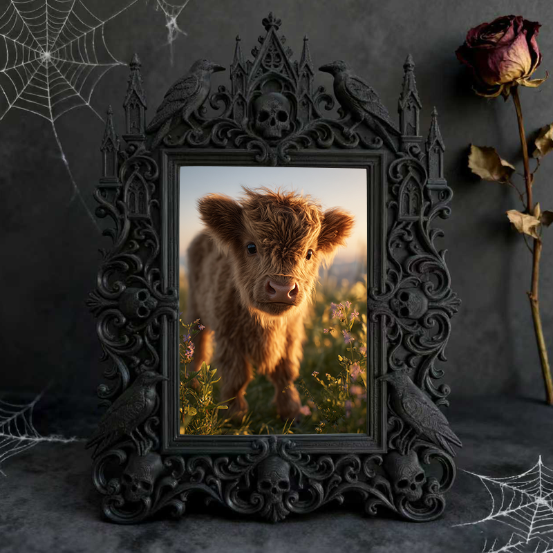 Bold Gothic Dark-style Photo Frame | Gothic Candle Wick Making Studio Decor, Photo Ornament, Dual-use Display, Simple Frame