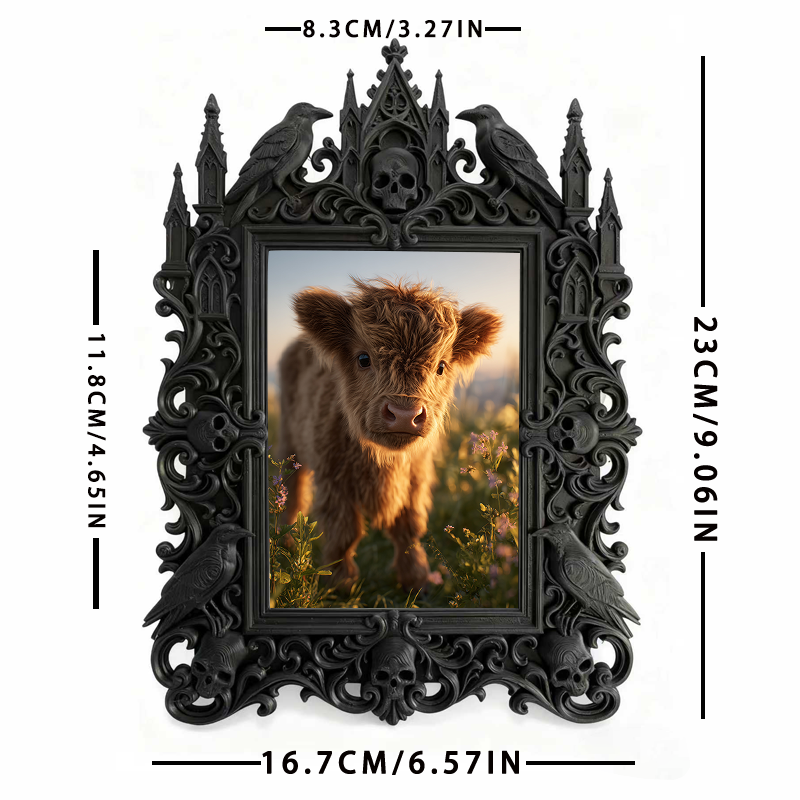 Bold Gothic Dark-style Photo Frame | Gothic Candle Wick Making Studio Decor, Photo Ornament, Dual-use Display, Simple Frame