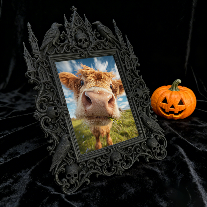 Unique Gothic Dark-style Photo Frame | Witchy Moon Phase Wall Art Shop Decor, Photo Ornament, Wall-mountable & Tabletop, Celestial Frame