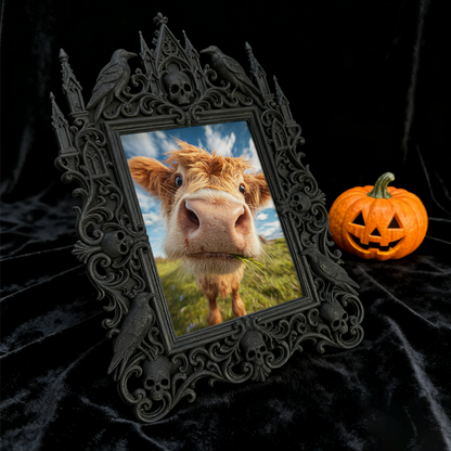 Unique Gothic Dark-style Photo Frame | Witchy Moon Phase Wall Art Shop Decor, Photo Ornament, Wall-mountable & Tabletop, Celestial Frame