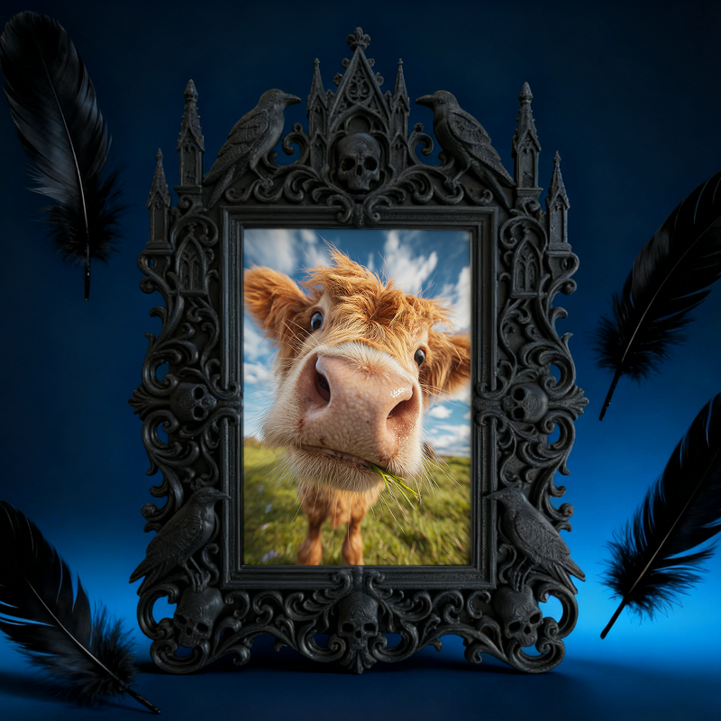 Unique Gothic Dark-style Photo Frame | Witchy Moon Phase Wall Art Shop Decor, Photo Ornament, Wall-mountable & Tabletop, Celestial Frame