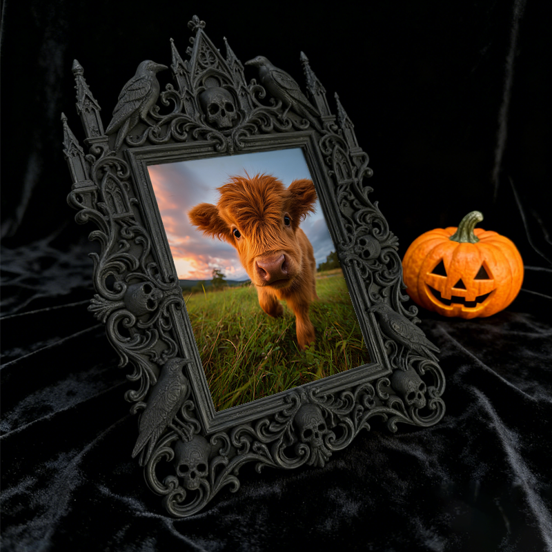 Stylish Gothic Dark-style Photo Frame | Horror Themed Cookie Shop Counter Decor, Photo Ornament, Wall-mountable & Tabletop, Food-safe Frame