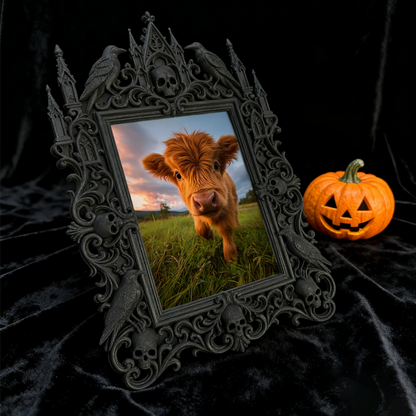 Stylish Gothic Dark-style Photo Frame | Horror Themed Cookie Shop Counter Decor, Photo Ornament, Wall-mountable & Tabletop, Food-safe Frame
