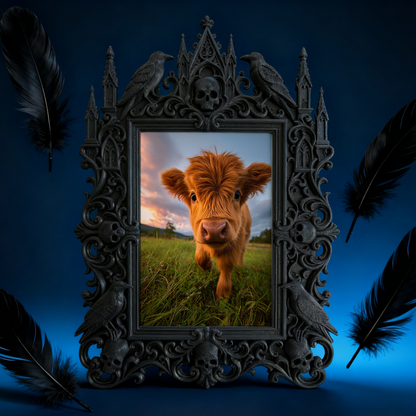 Stylish Gothic Dark-style Photo Frame | Horror Themed Cookie Shop Counter Decor, Photo Ornament, Wall-mountable & Tabletop, Food-safe Frame