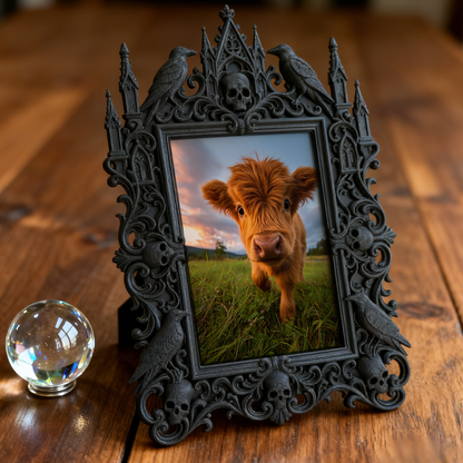 Stylish Gothic Dark-style Photo Frame | Horror Themed Cookie Shop Counter Decor, Photo Ornament, Wall-mountable & Tabletop, Food-safe Frame