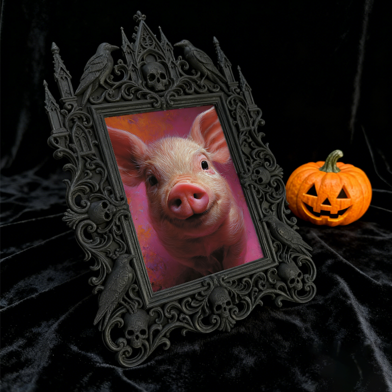 Bold Gothic Dark-style Photo Frame | Dark Academia Handmade Notebook Shop Decor, Photo Ornament, Wall-mountable & Tabletop, Study-friendly F