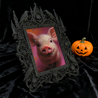 Bold Gothic Dark-style Photo Frame | Dark Academia Handmade Notebook Shop Decor, Photo Ornament, Wall-mountable & Tabletop, Study-friendly F