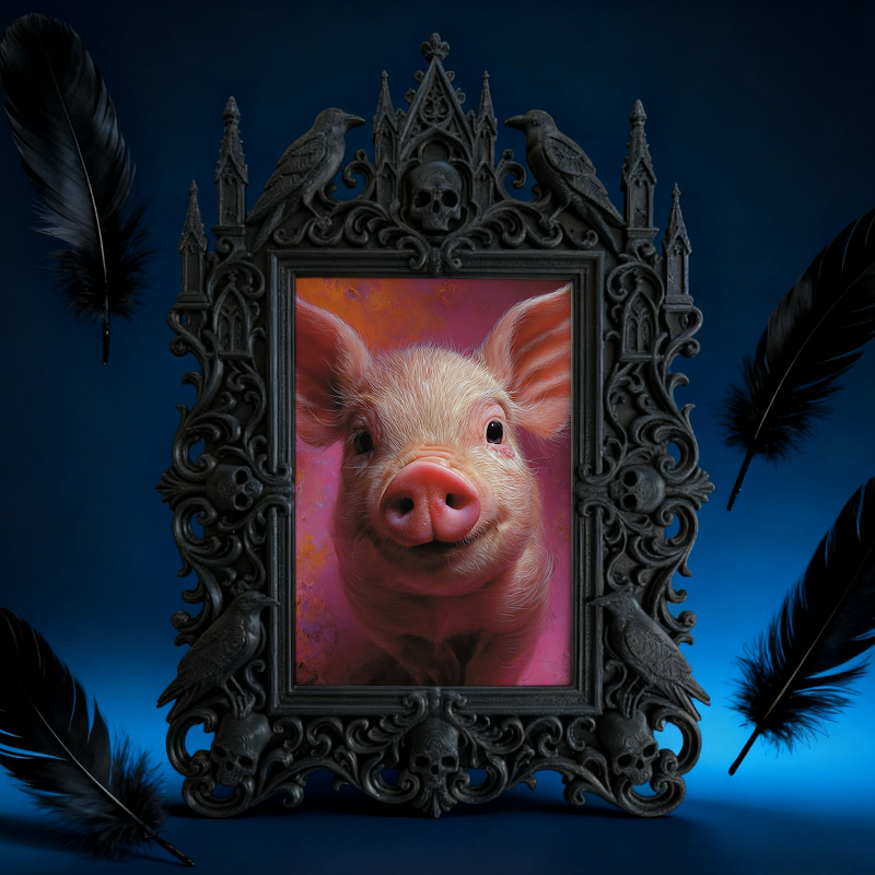 Bold Gothic Dark-style Photo Frame | Dark Academia Handmade Notebook Shop Decor, Photo Ornament, Wall-mountable & Tabletop, Study-friendly F