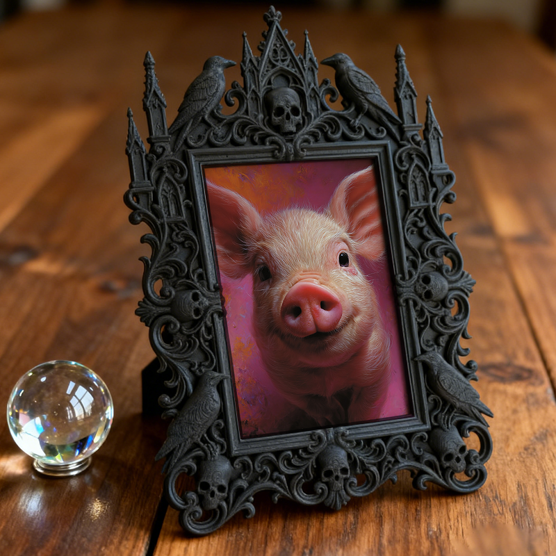 Bold Gothic Dark-style Photo Frame | Dark Academia Handmade Notebook Shop Decor, Photo Ornament, Wall-mountable & Tabletop, Study-friendly F