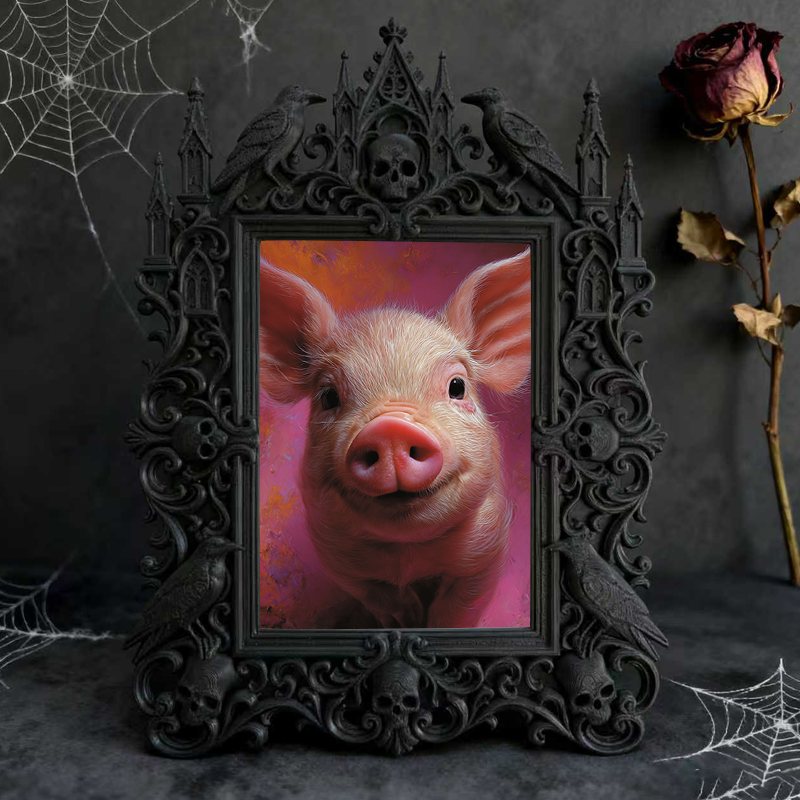 Bold Gothic Dark-style Photo Frame | Dark Academia Handmade Notebook Shop Decor, Photo Ornament, Wall-mountable & Tabletop, Study-friendly F