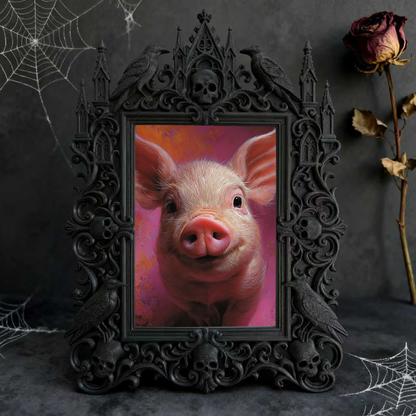 Bold Gothic Dark-style Photo Frame | Dark Academia Handmade Notebook Shop Decor, Photo Ornament, Wall-mountable & Tabletop, Study-friendly F