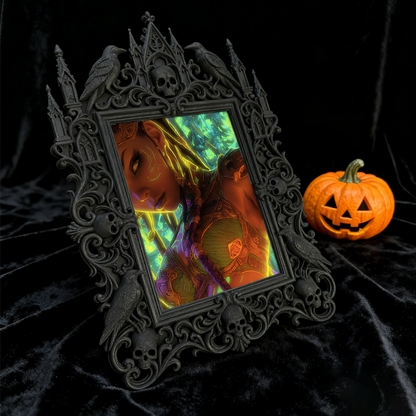 Unique Gothic Dark-style Photo Frame | Witchy Crystal Candle Holder Shop Decor, Photo Ornament, Dual-use Display, Sparkly Frame
