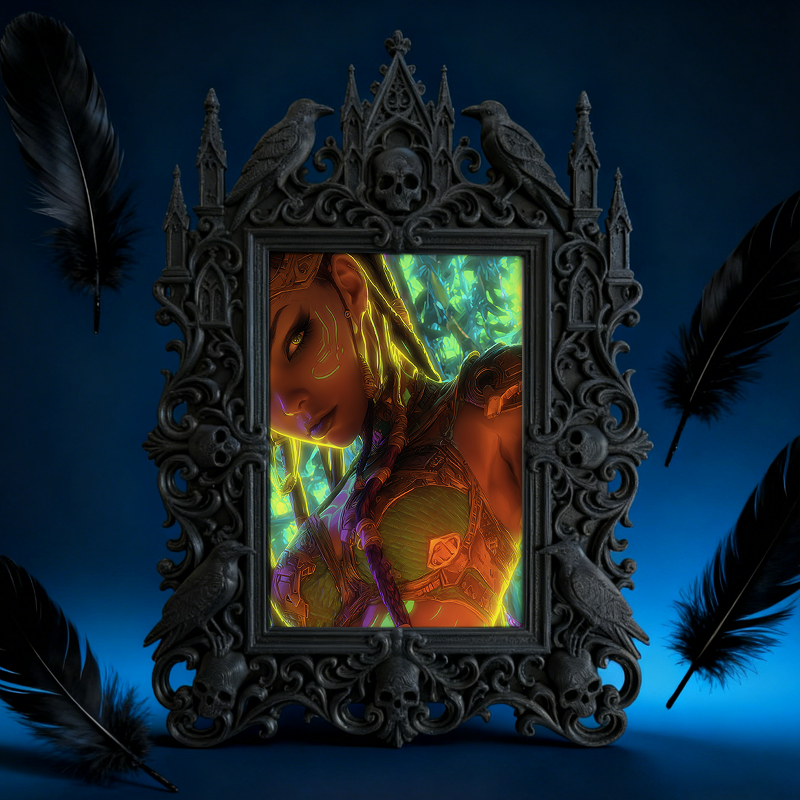 Unique Gothic Dark-style Photo Frame | Witchy Crystal Candle Holder Shop Decor, Photo Ornament, Dual-use Display, Sparkly Frame