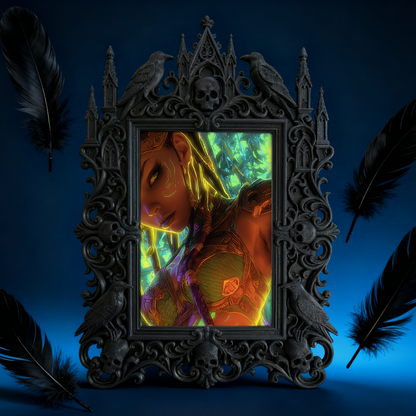 Unique Gothic Dark-style Photo Frame | Witchy Crystal Candle Holder Shop Decor, Photo Ornament, Dual-use Display, Sparkly Frame