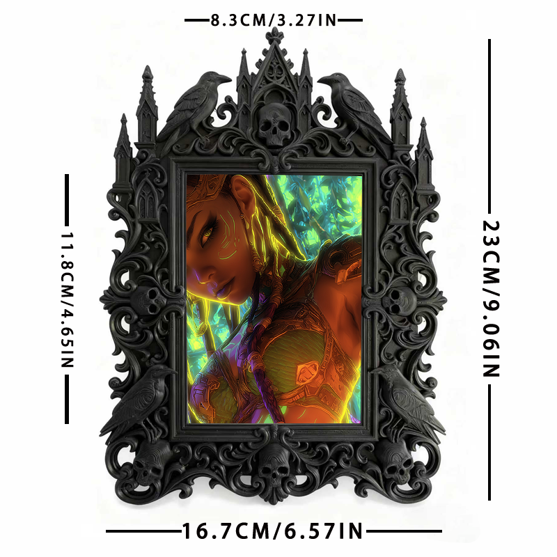 Unique Gothic Dark-style Photo Frame | Witchy Crystal Candle Holder Shop Decor, Photo Ornament, Dual-use Display, Sparkly Frame