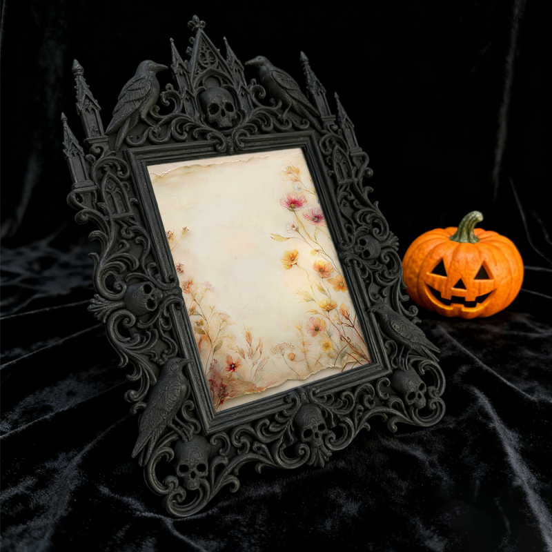 Edgy Gothic Dark-style Photo Frame | Gothic Garage Tattoo Parlor Decor, Photo Ornament, Wall-mountable & Tabletop, Industrial Frame
