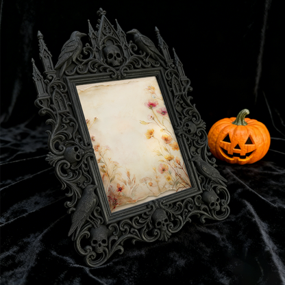 Edgy Gothic Dark-style Photo Frame | Gothic Garage Tattoo Parlor Decor, Photo Ornament, Wall-mountable & Tabletop, Industrial Frame