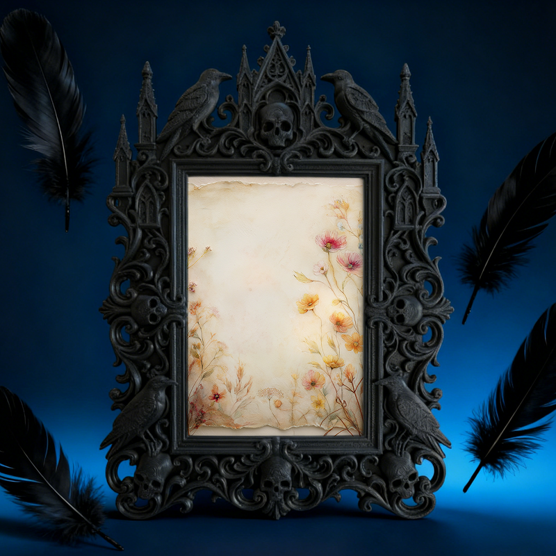 Edgy Gothic Dark-style Photo Frame | Gothic Garage Tattoo Parlor Decor, Photo Ornament, Wall-mountable & Tabletop, Industrial Frame