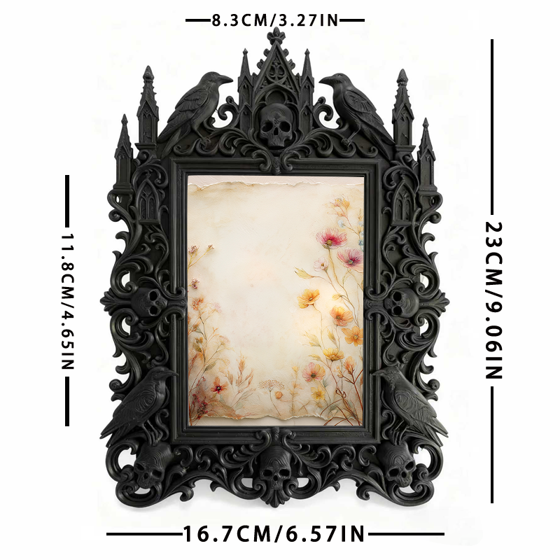 Edgy Gothic Dark-style Photo Frame | Gothic Garage Tattoo Parlor Decor, Photo Ornament, Wall-mountable & Tabletop, Industrial Frame