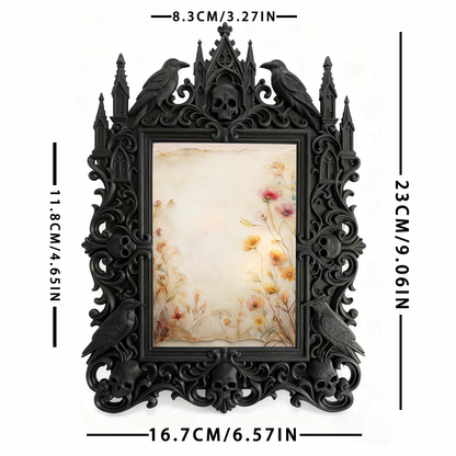 Edgy Gothic Dark-style Photo Frame | Gothic Garage Tattoo Parlor Decor, Photo Ornament, Wall-mountable & Tabletop, Industrial Frame