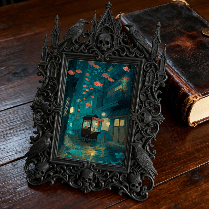 Stylish Gothic Dark-style Photo Frame | Paranormal Podcast Studio Merch Display, Photo Ornament, Wall/Table Dual-use, Brandable Frame