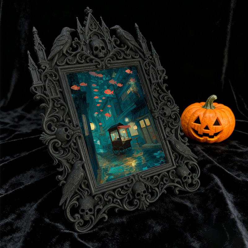Stylish Gothic Dark-style Photo Frame | Paranormal Podcast Studio Merch Display, Photo Ornament, Wall/Table Dual-use, Brandable Frame