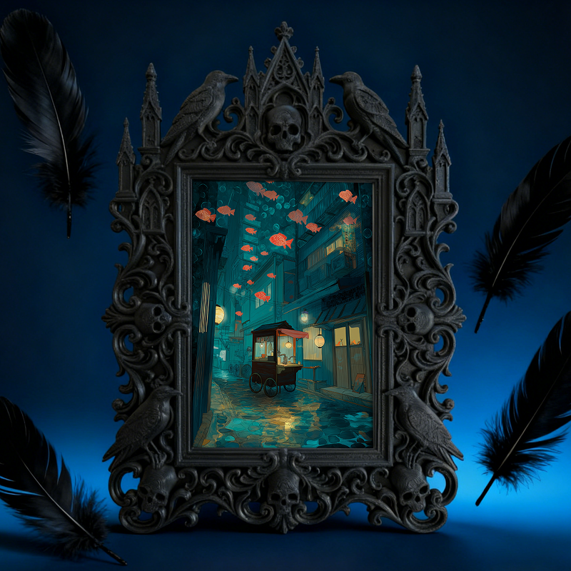 Stylish Gothic Dark-style Photo Frame | Paranormal Podcast Studio Merch Display, Photo Ornament, Wall/Table Dual-use, Brandable Frame