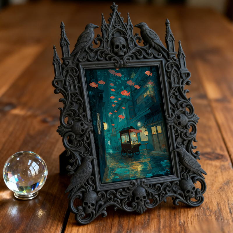 Stylish Gothic Dark-style Photo Frame | Paranormal Podcast Studio Merch Display, Photo Ornament, Wall/Table Dual-use, Brandable Frame