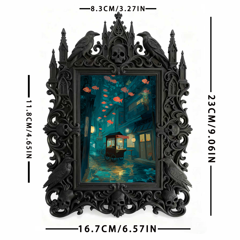 Stylish Gothic Dark-style Photo Frame | Paranormal Podcast Studio Merch Display, Photo Ornament, Wall/Table Dual-use, Brandable Frame