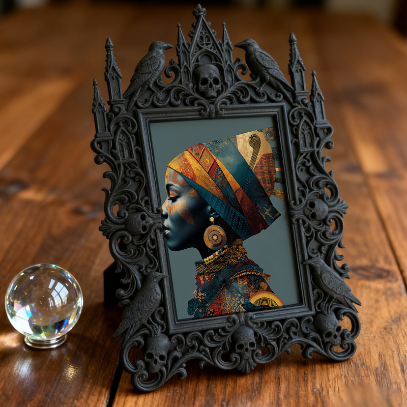 Unique Gothic Dark-style Photo Frame | Witchy Herbal Bath Bomb Shop Decor, Photo Ornament, Wall-mountable & Tabletop, Relaxing Frame