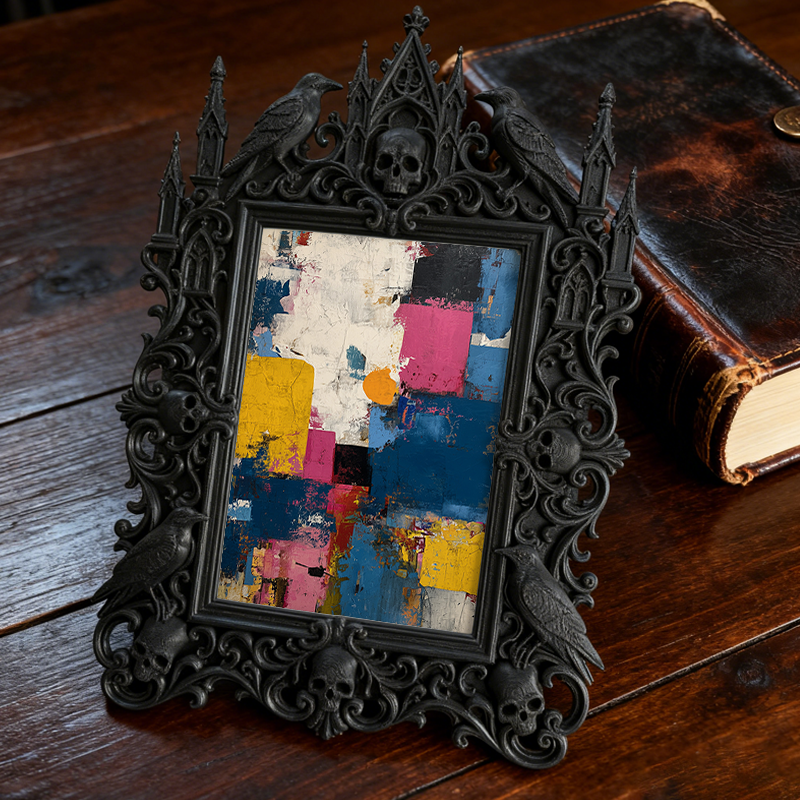 Edgy Gothic Dark-style Photo Frame | Gothic Kids鈥?Dark Fairy Tale Bedroom Decor, Photo Ornament, Wall/Table Dual-use, Child-safe Frame
