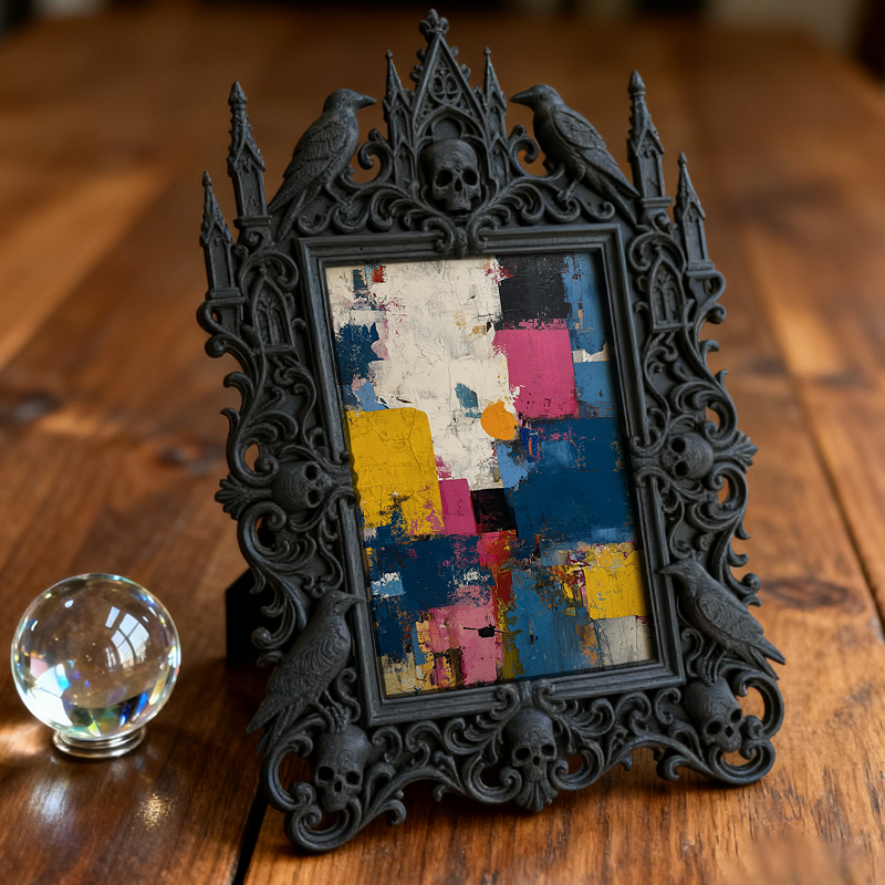 Edgy Gothic Dark-style Photo Frame | Gothic Kids鈥?Dark Fairy Tale Bedroom Decor, Photo Ornament, Wall/Table Dual-use, Child-safe Frame