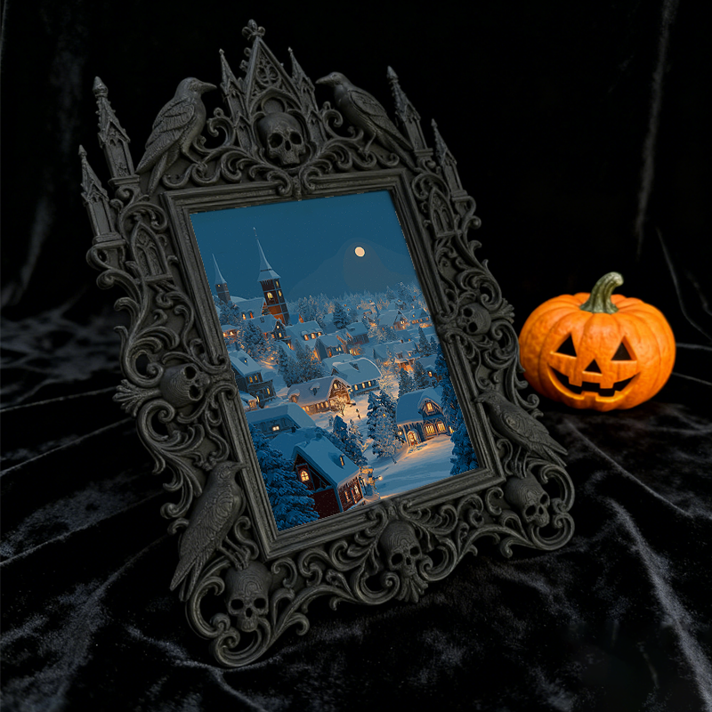 Rare Gothic Dark-style Photo Frame | Vampire Masquerade Ball Table Decor, Photo Ornament, Dual-use Display, Festive Frame