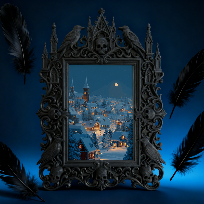 Rare Gothic Dark-style Photo Frame | Vampire Masquerade Ball Table Decor, Photo Ornament, Dual-use Display, Festive Frame