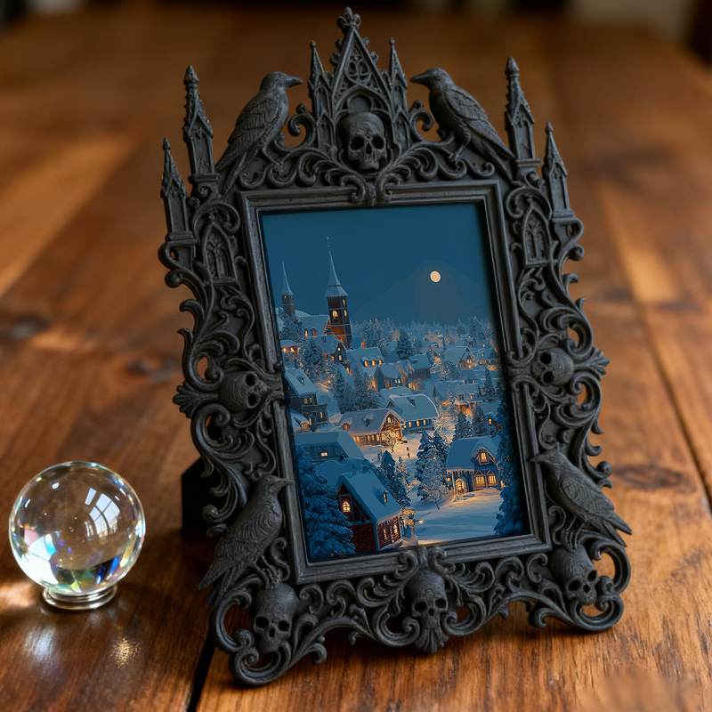 Rare Gothic Dark-style Photo Frame | Vampire Masquerade Ball Table Decor, Photo Ornament, Dual-use Display, Festive Frame