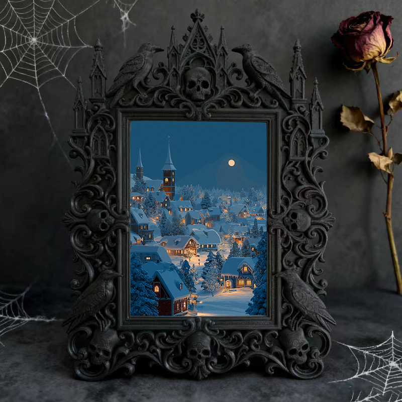 Rare Gothic Dark-style Photo Frame | Vampire Masquerade Ball Table Decor, Photo Ornament, Dual-use Display, Festive Frame