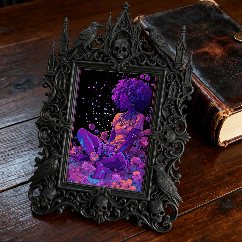 Bold Gothic Dark-style Photo Frame | Dark Academia Art Print Gallery Decor, Photo Ornament, Wall-mountable & Tabletop, Artistic Frame