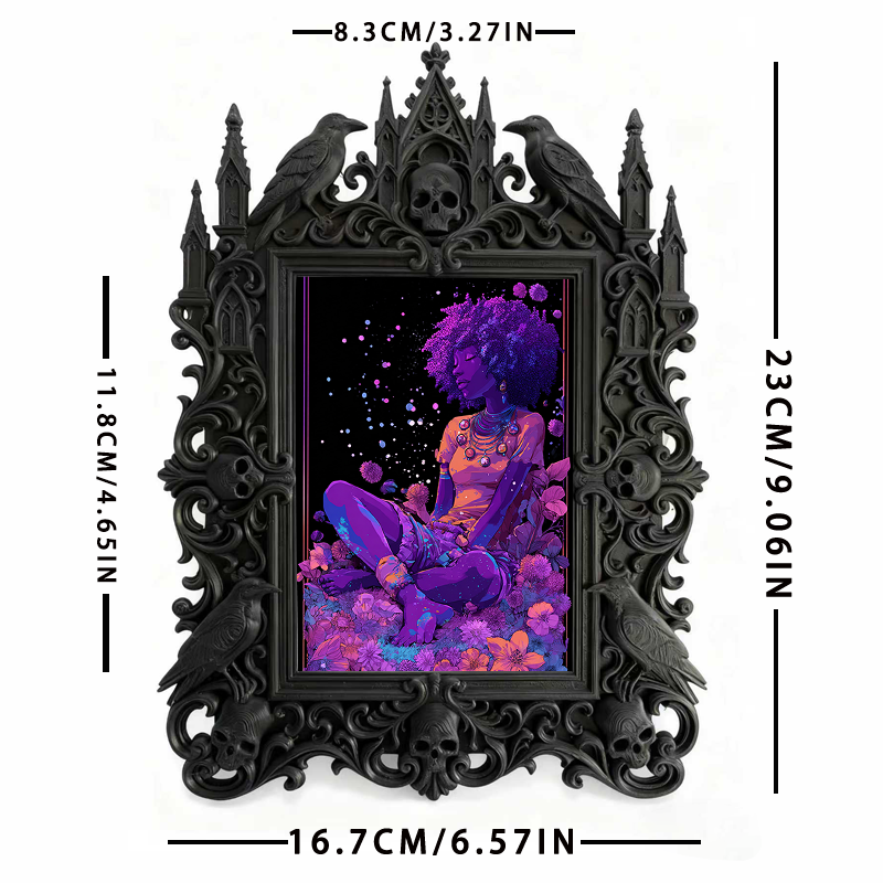 Bold Gothic Dark-style Photo Frame | Dark Academia Art Print Gallery Decor, Photo Ornament, Wall-mountable & Tabletop, Artistic Frame