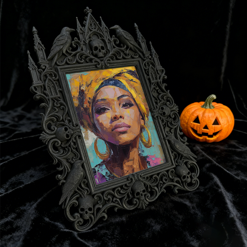 Unique Gothic Dark-style Photo Frame | Witchy Tarot Card Reading Party Table Decor, Photo Ornament, Dual-use Display, Mystic Frame