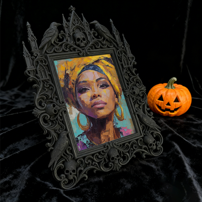 Unique Gothic Dark-style Photo Frame | Witchy Tarot Card Reading Party Table Decor, Photo Ornament, Dual-use Display, Mystic Frame